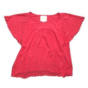 Maeve Red Flutter Sleeve Blouse